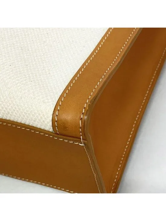 Celine Tote Vertical Cover Canvas Beige Light Brown Gold - Picture 6 of 10